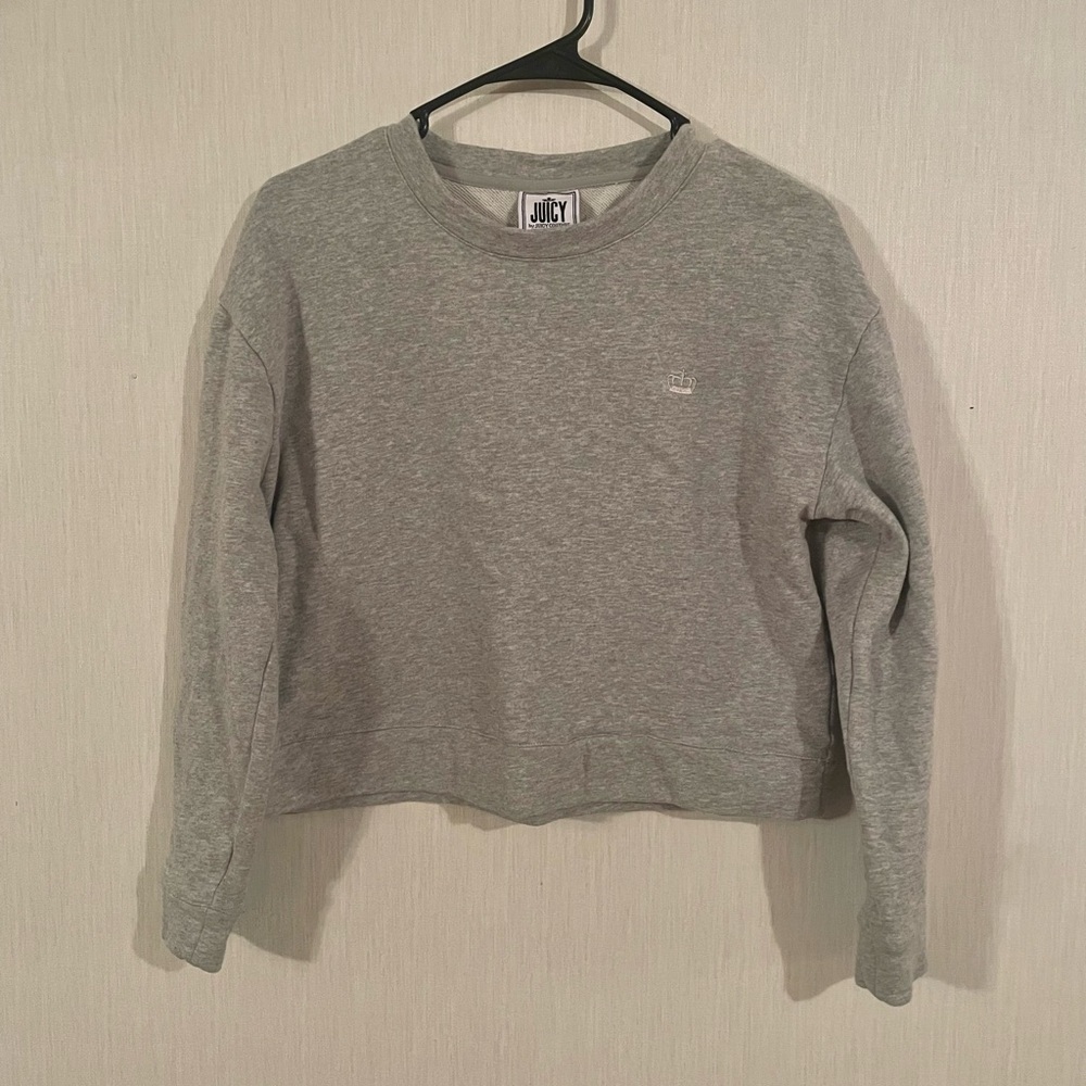 JUICY Juicy Couture Gray Crew Neck Logo Sweatshirt Neutral Size Medium